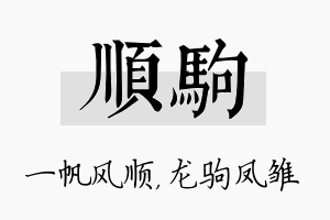 顺驹名字的寓意及含义