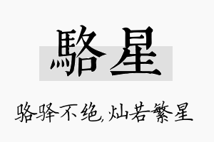 骆星名字的寓意及含义