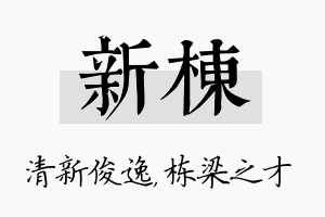 新栋名字的寓意及含义