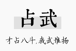 占武名字的寓意及含义