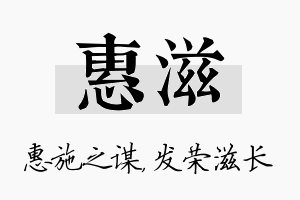 惠滋名字的寓意及含义