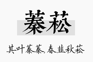 蓁菘名字的寓意及含义