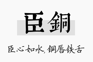 臣铜名字的寓意及含义