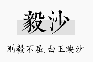 毅沙名字的寓意及含义