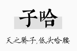 子哈名字的寓意及含义