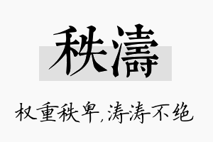 秩涛名字的寓意及含义