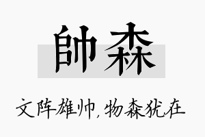 帅森名字的寓意及含义