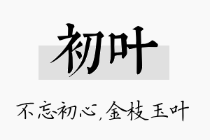 初叶名字的寓意及含义