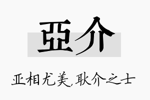 亚介名字的寓意及含义