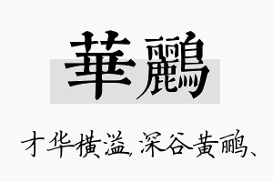 华鹂名字的寓意及含义