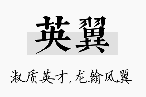 英翼名字的寓意及含义