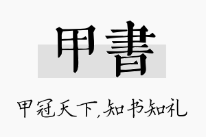 甲书名字的寓意及含义