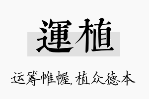 运植名字的寓意及含义