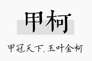 甲柯名字的寓意及含义