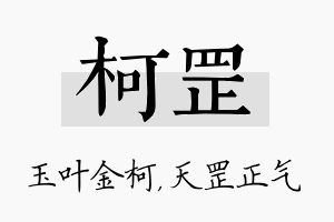 柯罡名字的寓意及含义