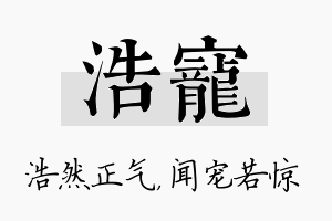 浩宠名字的寓意及含义