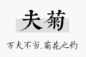 夫菊名字的寓意及含义