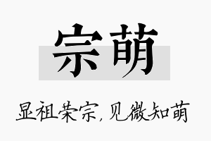 宗萌名字的寓意及含义