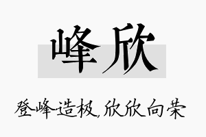 峰欣名字的寓意及含义