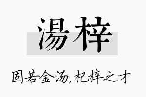 汤梓名字的寓意及含义