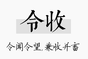 令收名字的寓意及含义