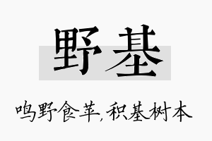 野基名字的寓意及含义