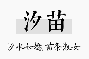 汐苗名字的寓意及含义