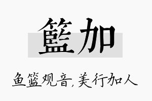 篮加名字的寓意及含义