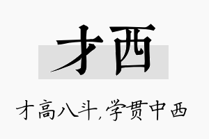 才西名字的寓意及含义