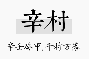 辛村名字的寓意及含义