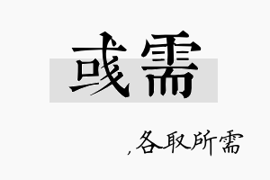 彧需名字的寓意及含义