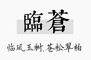 临苍名字的寓意及含义