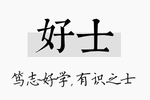 好士名字的寓意及含义