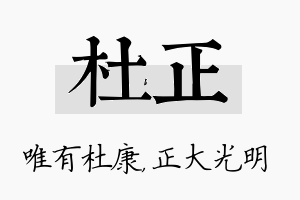 杜正名字的寓意及含义