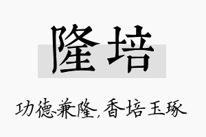 隆培名字的寓意及含义