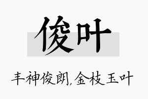 俊叶名字的寓意及含义