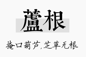 芦根名字的寓意及含义