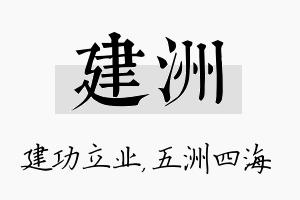 建洲名字的寓意及含义