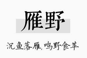 雁野名字的寓意及含义