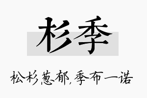 杉季名字的寓意及含义