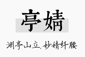 亭婧名字的寓意及含义