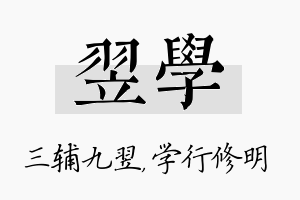 翌学名字的寓意及含义