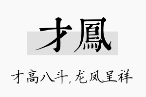 才凤名字的寓意及含义