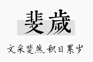 斐岁名字的寓意及含义