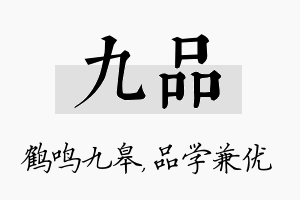 九品名字的寓意及含义