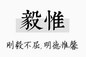 毅惟名字的寓意及含义