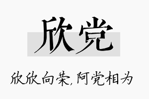 欣党名字的寓意及含义