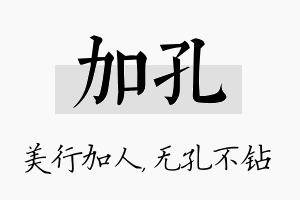 加孔名字的寓意及含义