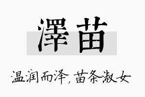 泽苗名字的寓意及含义