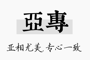 亚专名字的寓意及含义